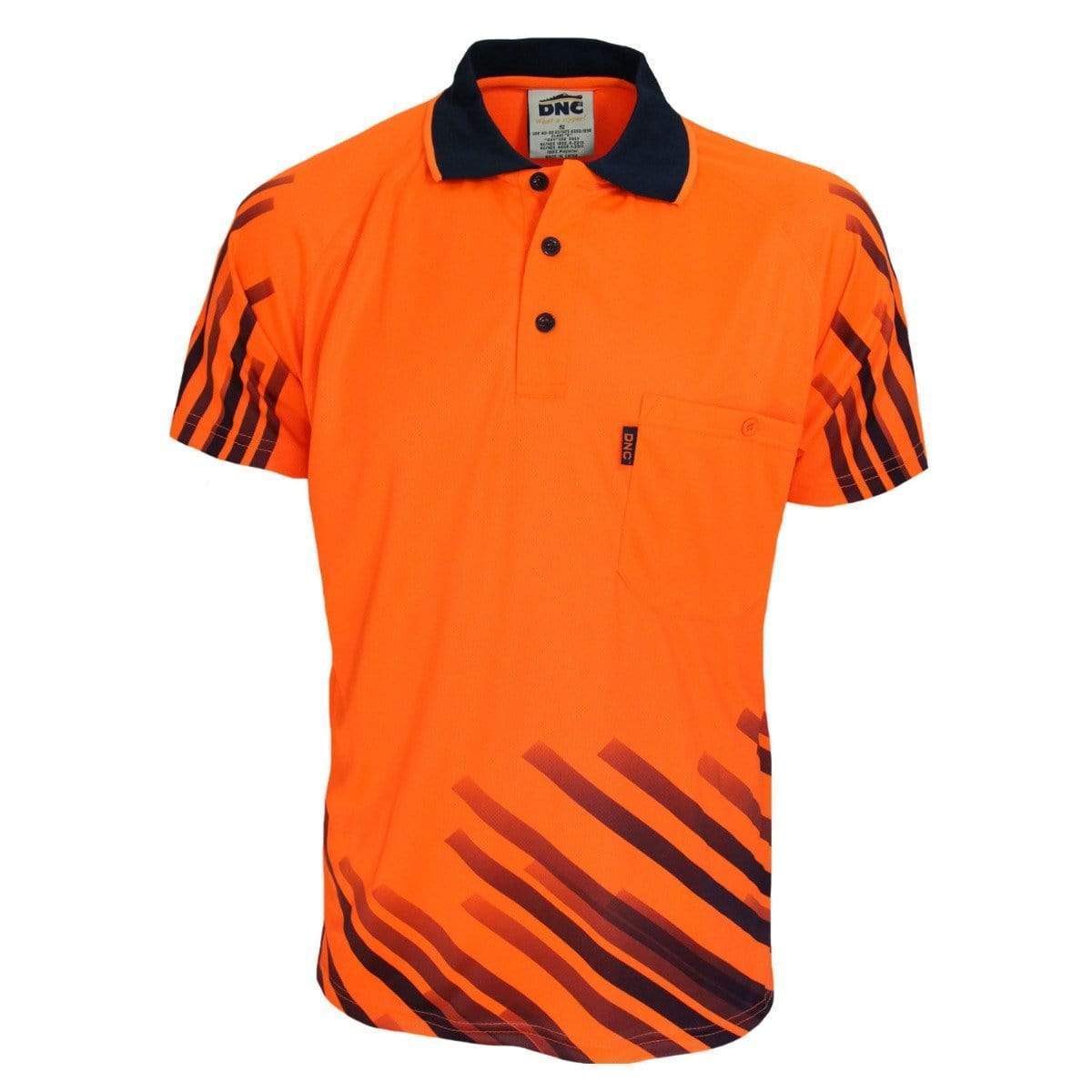 DNC Workwear Work Wear Orange/Navy / S DNC WORKWEAR Hi-Vis Sublimated Full Stripe Polo 3566